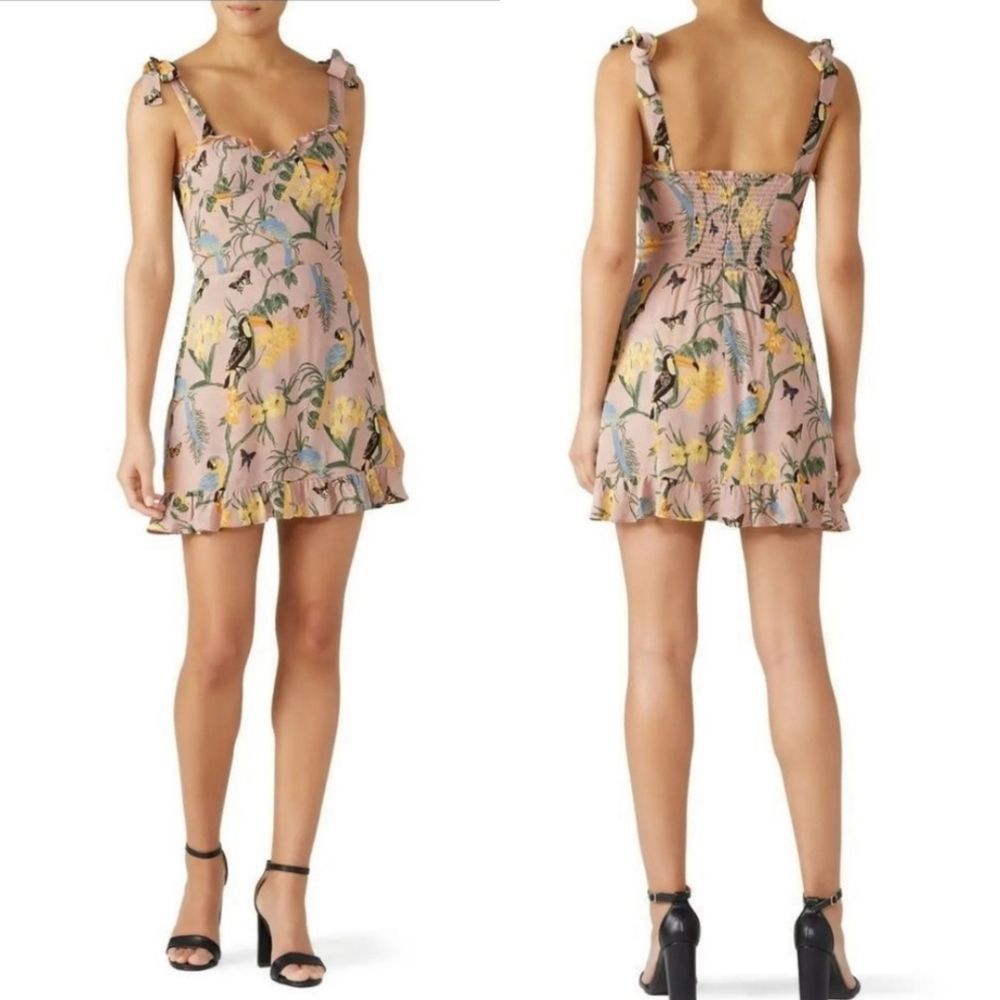 REFORMATION Christine Dress Conga Bird Pink US 4